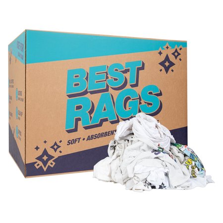 Monarch T-Shirt Reclaimed Rags - White - 50 lb Box R2-W50-50